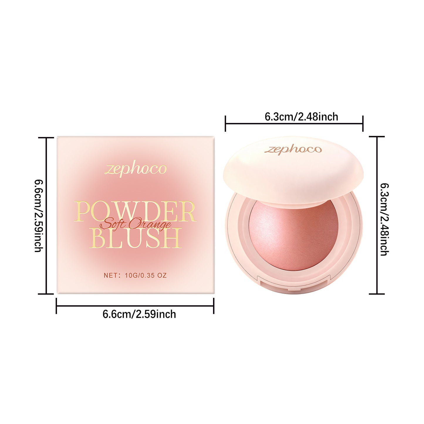Zephoco Soft Luminous Powder Blush – Lightweight, Blendable Cheek Color