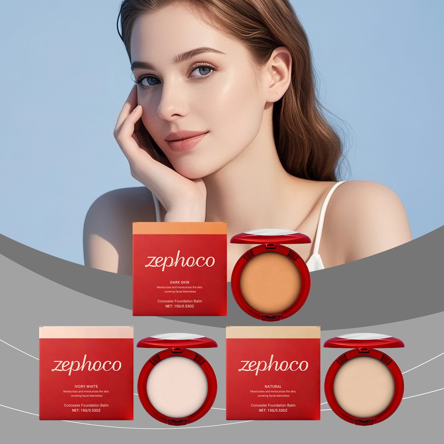 Zephoco Concealer Foundation Balm – Lightweight Coverage Makeup Compact