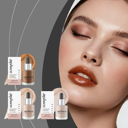 Zephoco Concentrated Liquid Highlighter – Light Brown / Light Gold / Light Pink Glow Drops