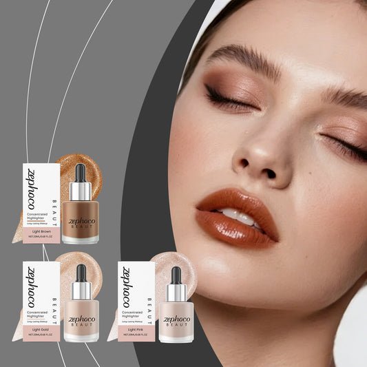 Zephoco Concentrated Liquid Highlighter – Light Brown / Light Gold / Light Pink Glow Drops