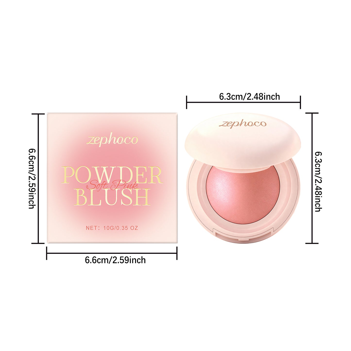 Zephoco Soft Luminous Powder Blush – Lightweight, Blendable Cheek Color