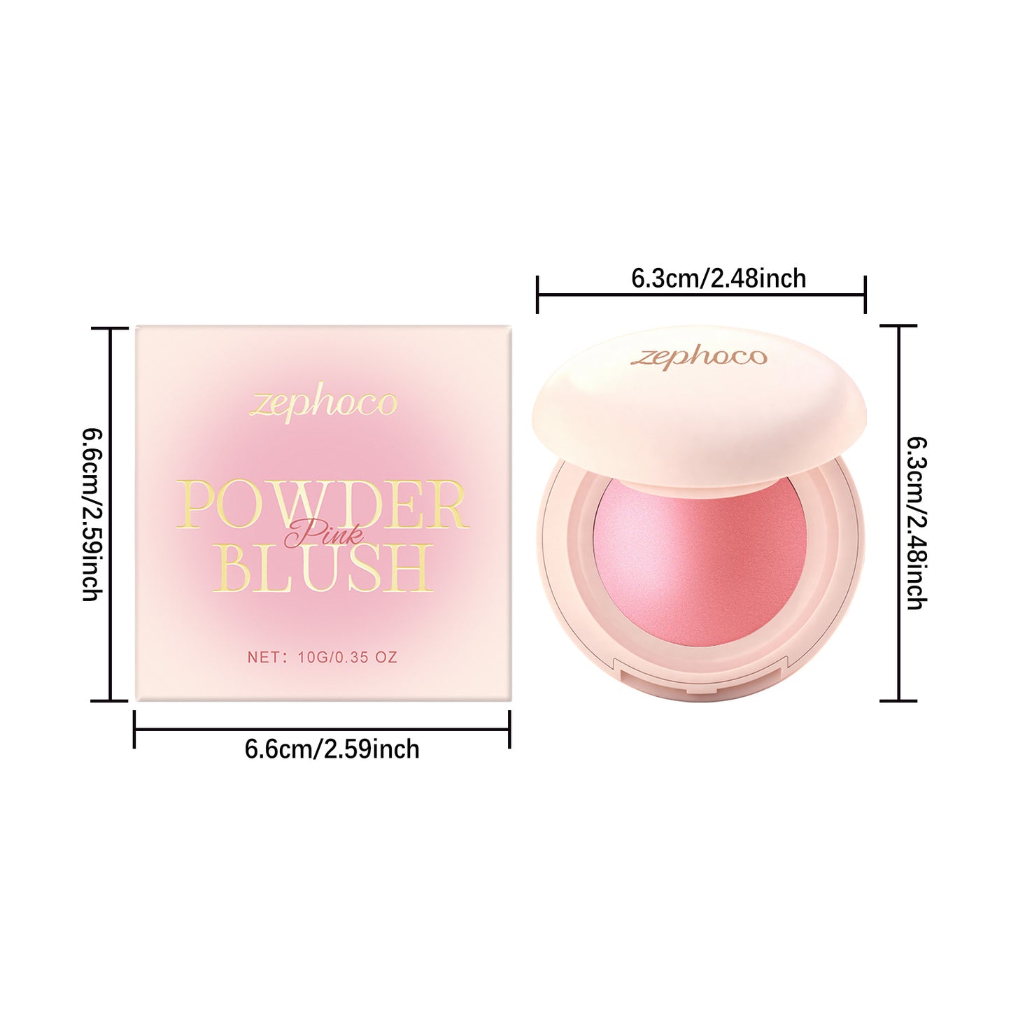 Zephoco Soft Luminous Powder Blush – Lightweight, Blendable Cheek Color