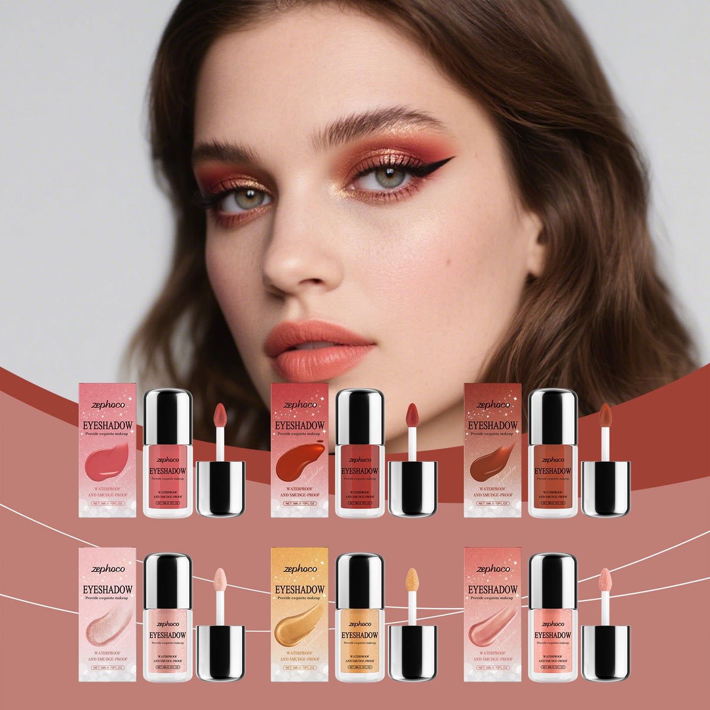 Sombra de ojos líquida Zephoco: secado rápido, suave y resistente a las manchas (varios tonos)