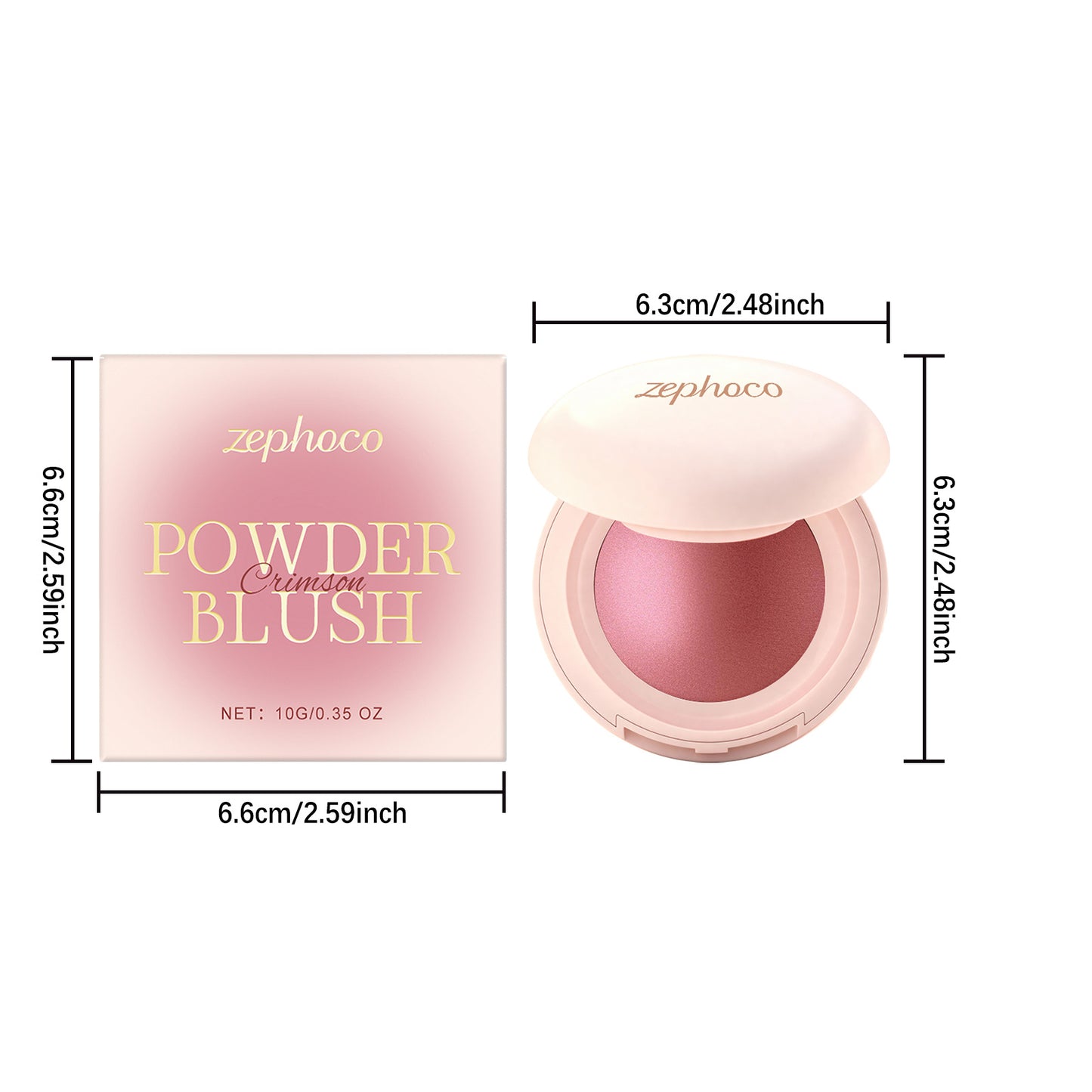Zephoco Soft Luminous Powder Blush – Lightweight, Blendable Cheek Color