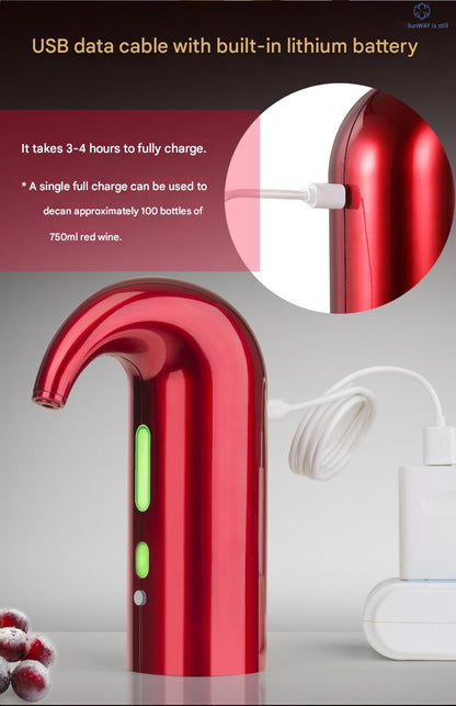 Electric Wine Aerator & Pourer – USB Rechargeable Automatic Wine Decanter