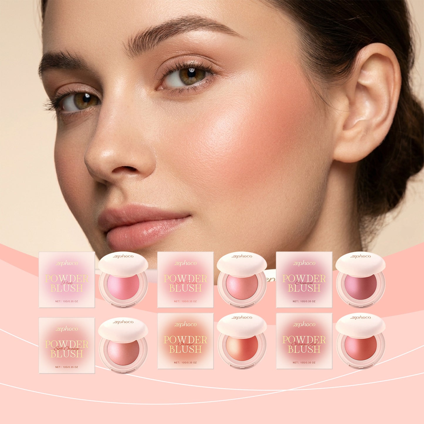 Zephoco Soft Luminous Powder Blush – Lightweight, Blendable Cheek Color