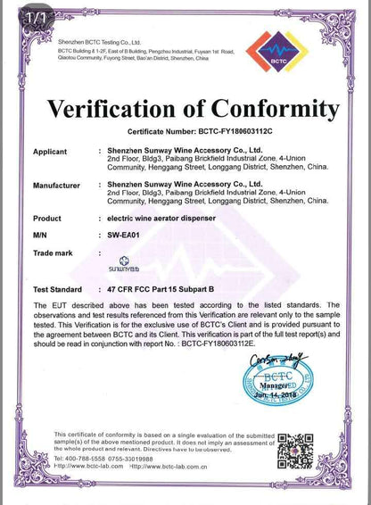 Electric Wine Aerator & Pourer – USB Rechargeable Automatic Wine Decanter