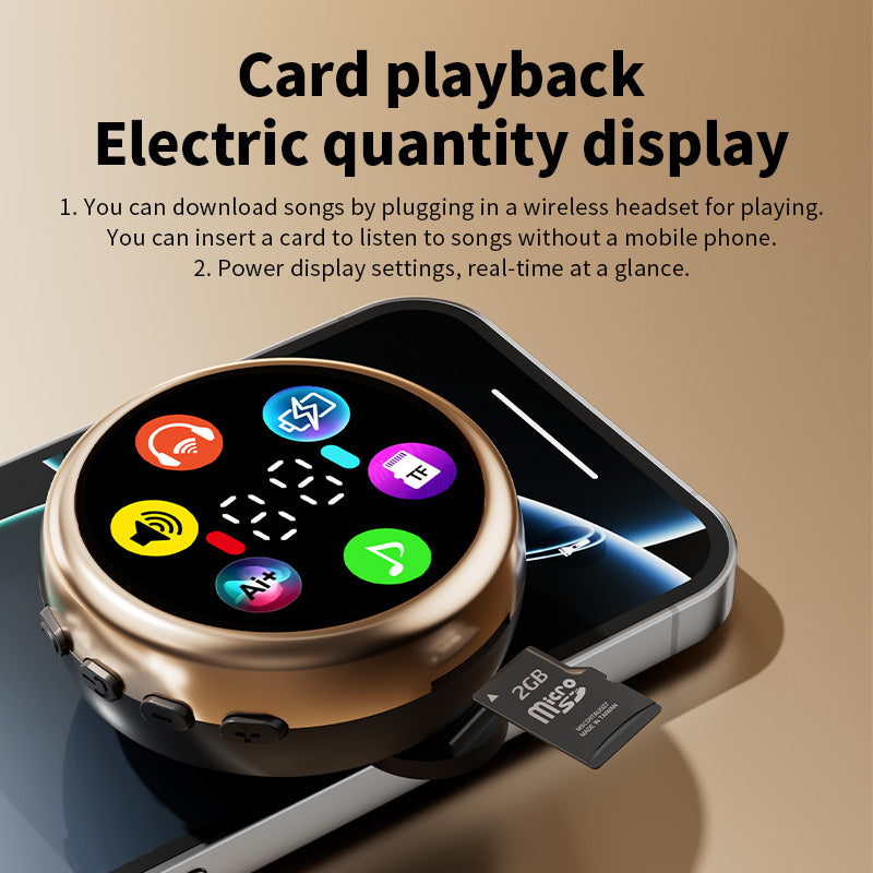 Écouteurs intra-auriculaires sans fil à clip avec affichage LED – Lecture de carte TF, longue autonomie et appels HD