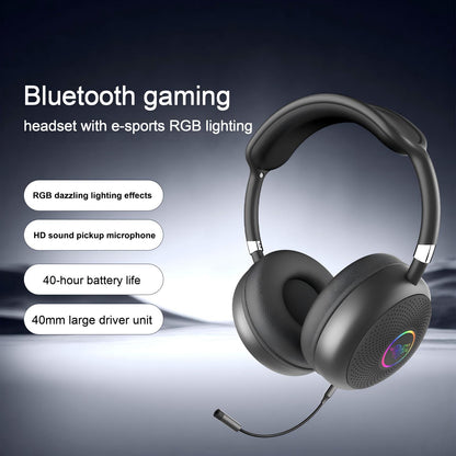 Casque de jeu sans fil LK51 avec éclairage RGB – Casque Bluetooth supra-auriculaire