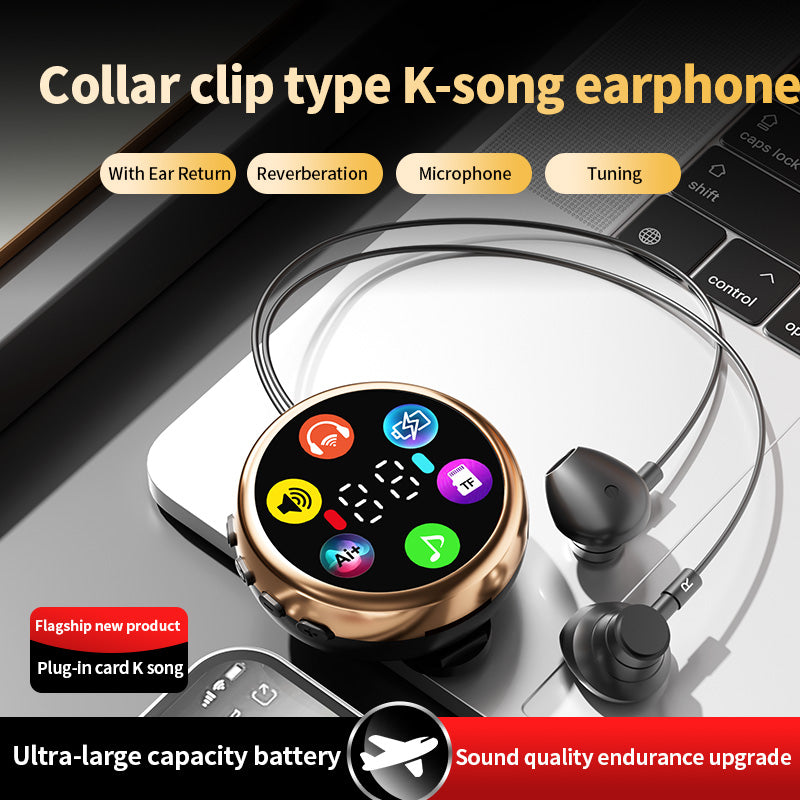 Écouteurs intra-auriculaires sans fil à clip avec affichage LED – Lecture de carte TF, longue autonomie et appels HD