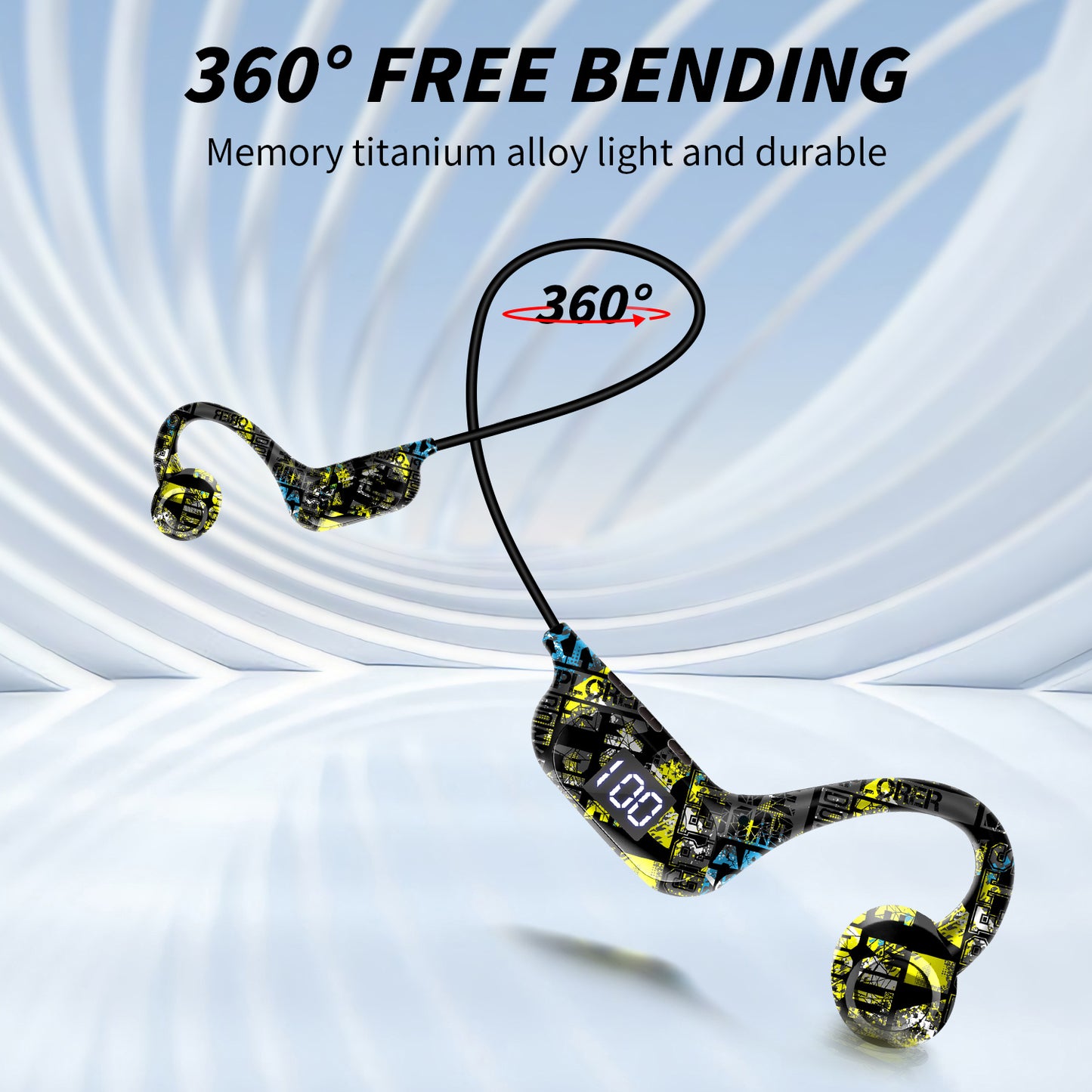 Écouteurs Bluetooth à conduction osseuse AKZ-G9 – Conception à oreille ouverte, affichage LED et longue autonomie