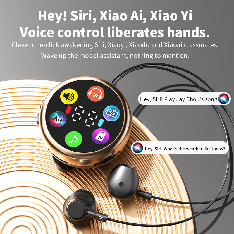 Écouteurs intra-auriculaires sans fil à clip avec affichage LED – Lecture de carte TF, longue autonomie et appels HD