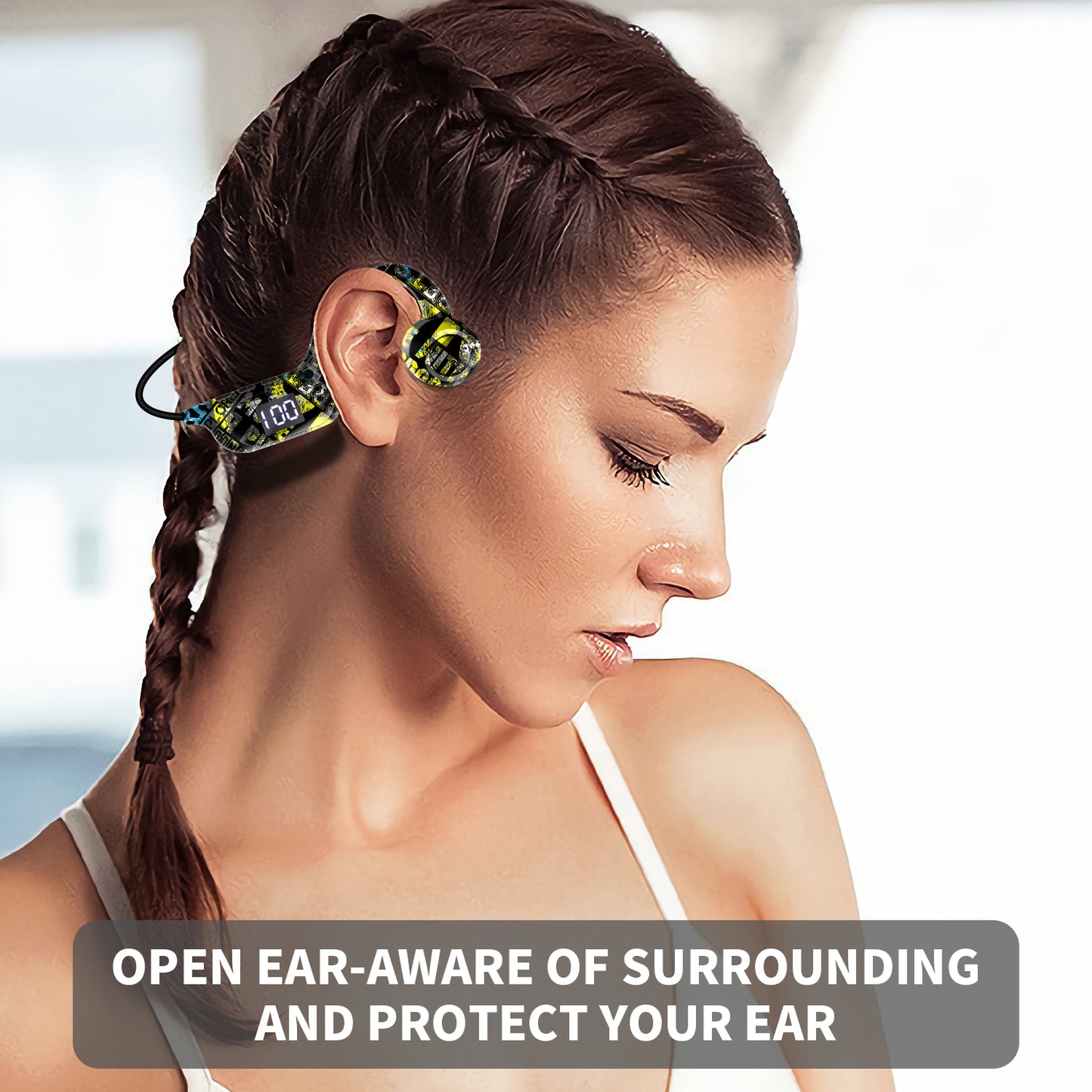 Écouteurs Bluetooth à conduction osseuse AKZ-G9 – Conception à oreille ouverte, affichage LED et longue autonomie