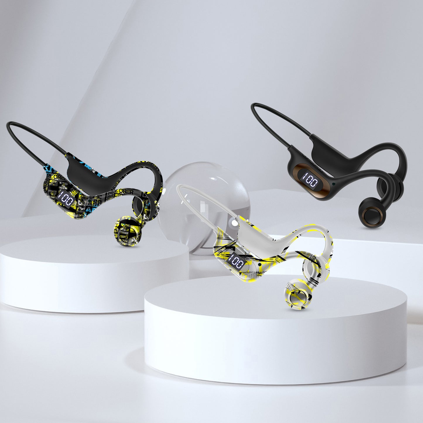 Écouteurs Bluetooth à conduction osseuse AKZ-G9 – Conception à oreille ouverte, affichage LED et longue autonomie