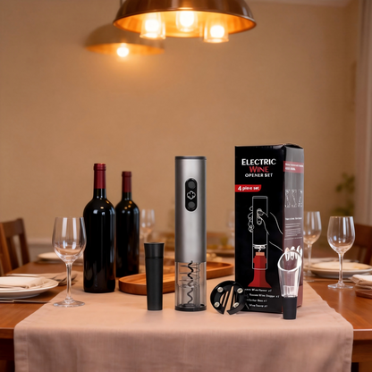 Rechargeable Electric Wine Opener Set – 4-in-1 Automatic Corkscrew Kit