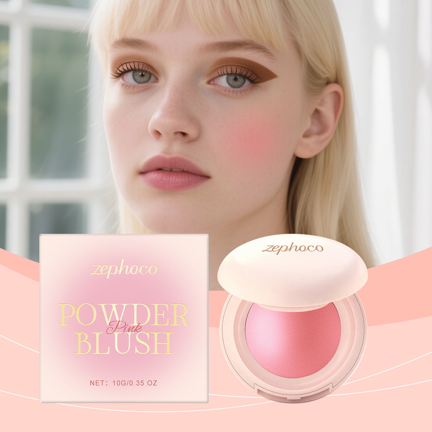 Zephoco Soft Luminous Powder Blush – Lightweight, Blendable Cheek Color