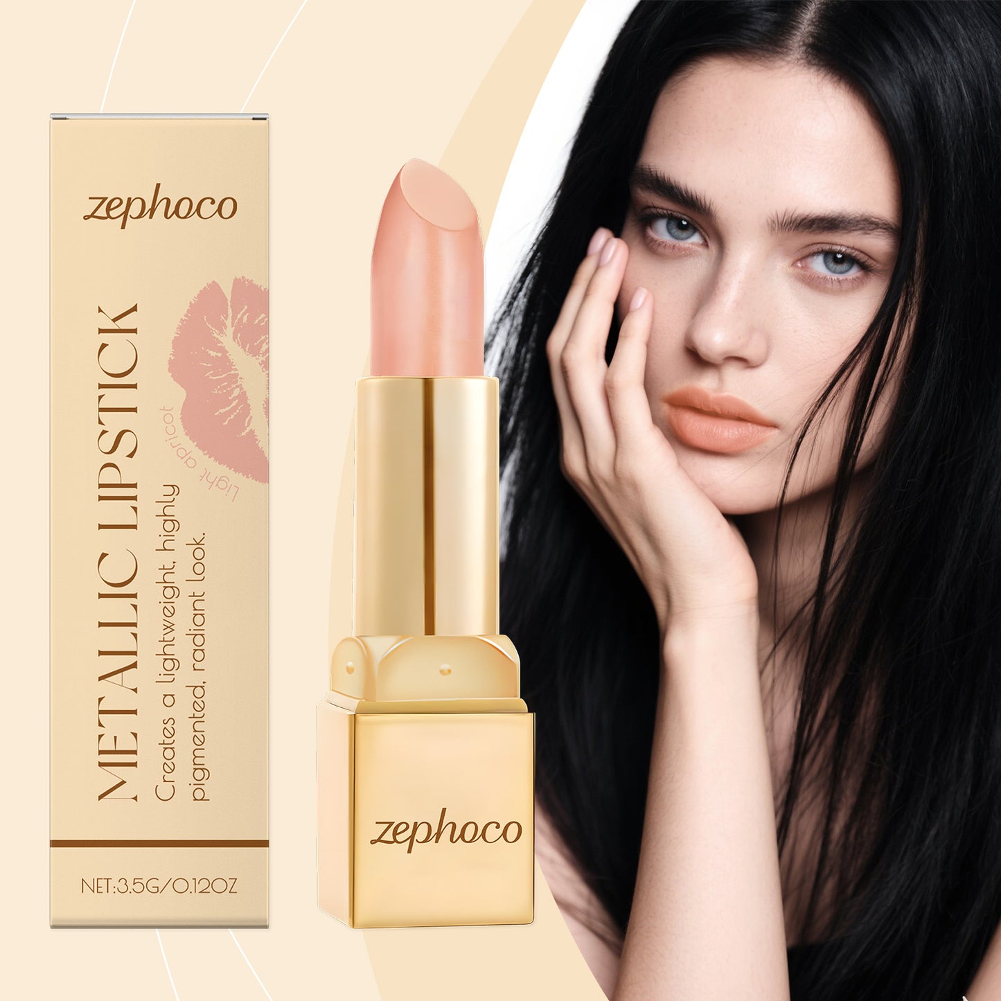 Zephoco Metallic Lipstick – Smooth Color & Radiant Finish (Multiple Shades)