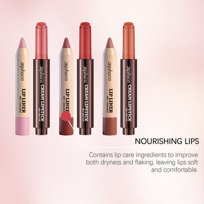 Zephoco Lip Makeup Surprise Set – Cream Lipstick & Lip Liner Duo