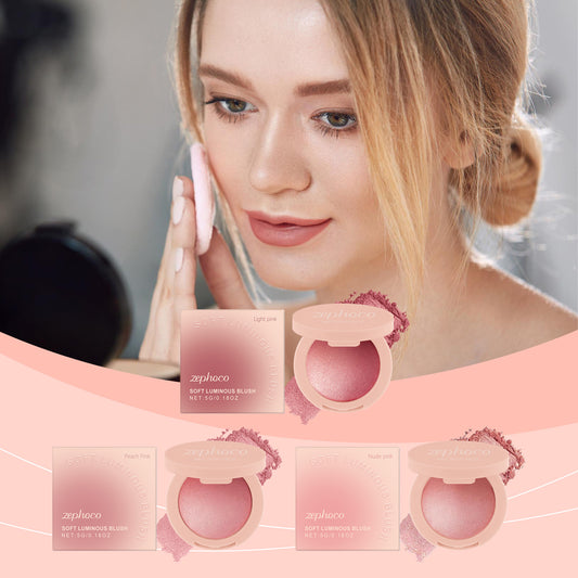 Zephoco Soft Luminous Blush – Lightweight Shimmer Powder Blush with Natural Glow Finish