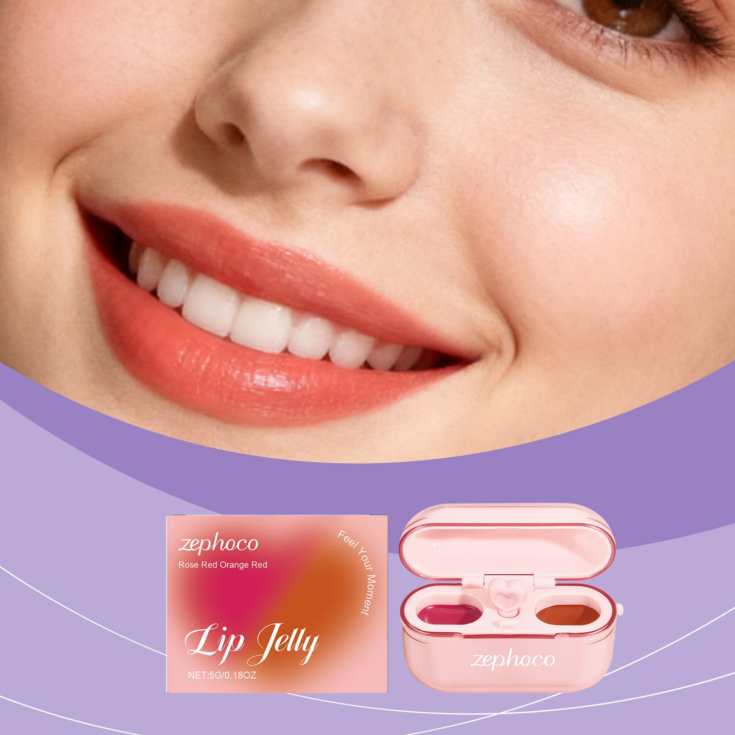 Zephoco Lip Jelly Duo Set – Rouge à lèvres fini brillant et mat