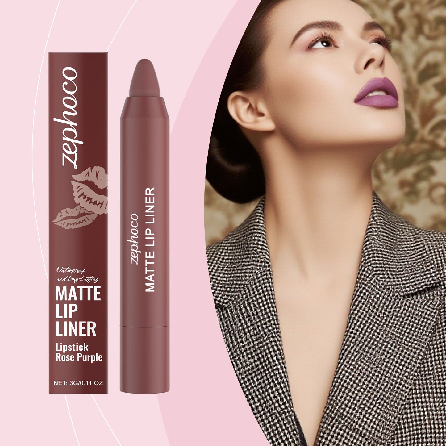 Zephoco Matte Lip Liner – Long-Wear Lipstick Pencil for Defined Lips