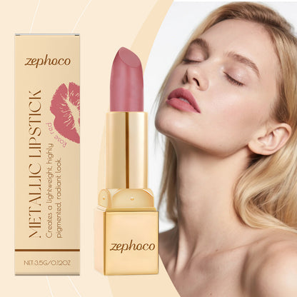 Zephoco Metallic Lipstick – Smooth Color & Radiant Finish (Multiple Shades)