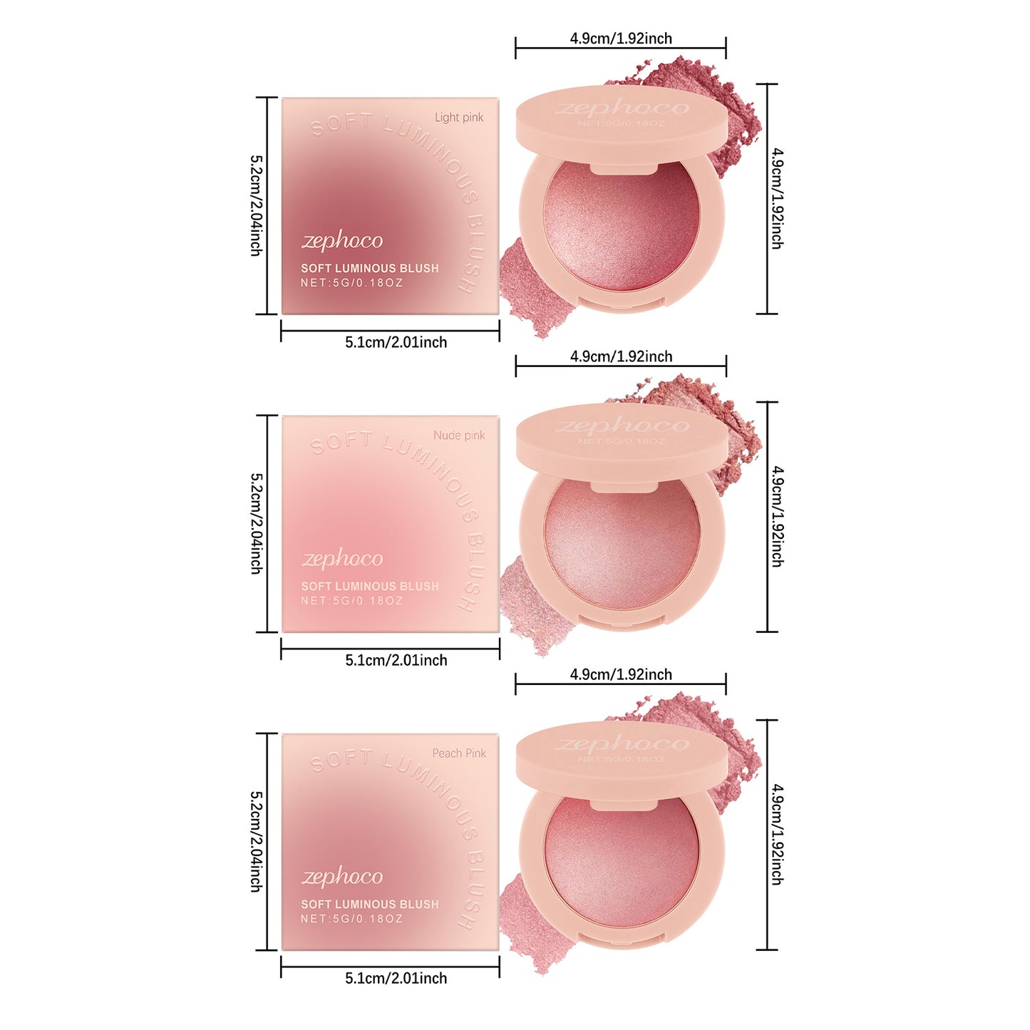 Zephoco Soft Luminous Blush: rubor en polvo ligero y brillante con acabado de brillo natural