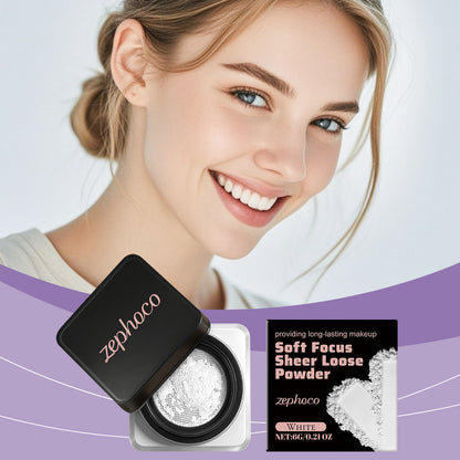 Zephoco Soft Focus Sheer Loose Setting Powder – Lightweight Oil-Control Makeup Finish