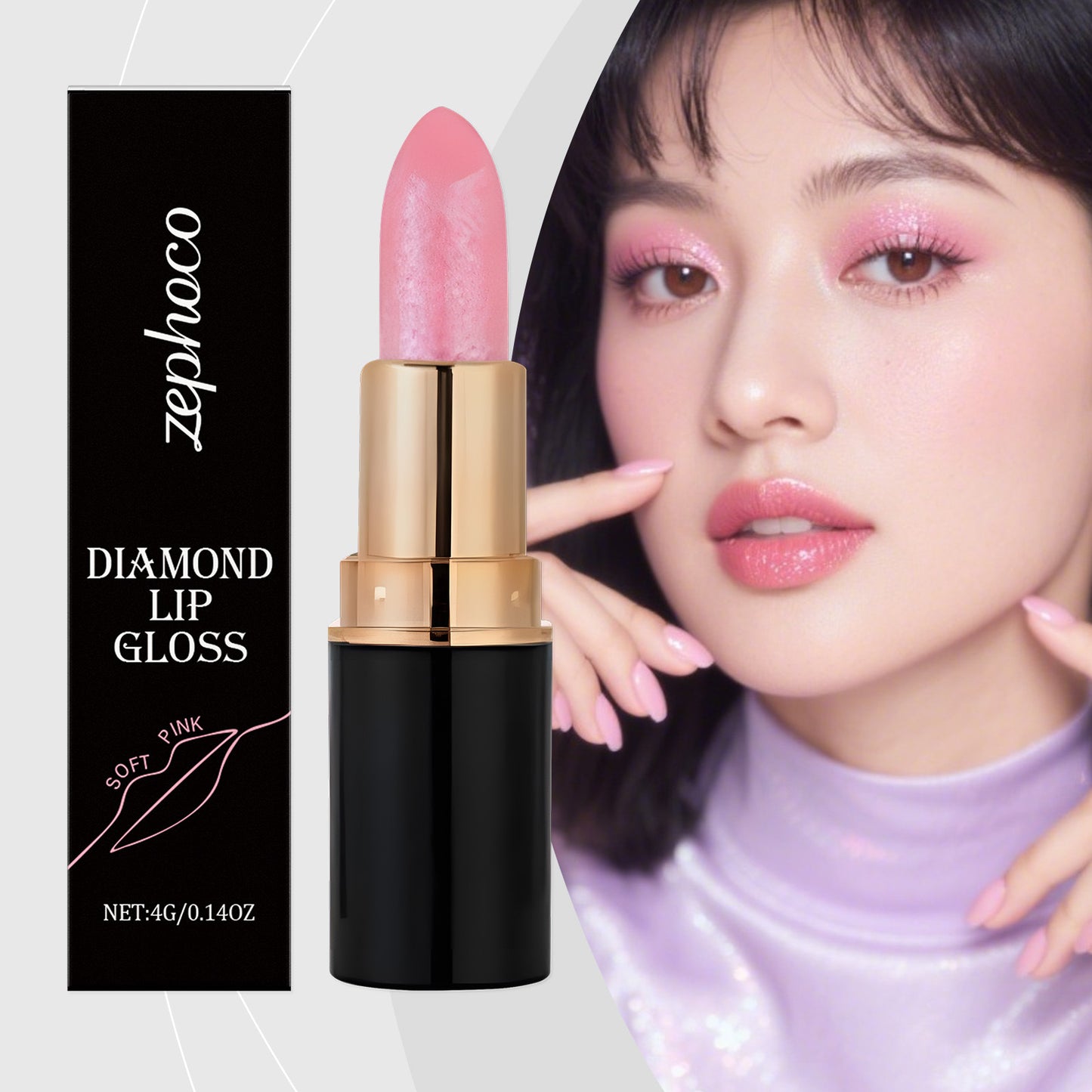Zephoco Diamond Lip Gloss – Shimmer Finish Moisturizing Lipstick