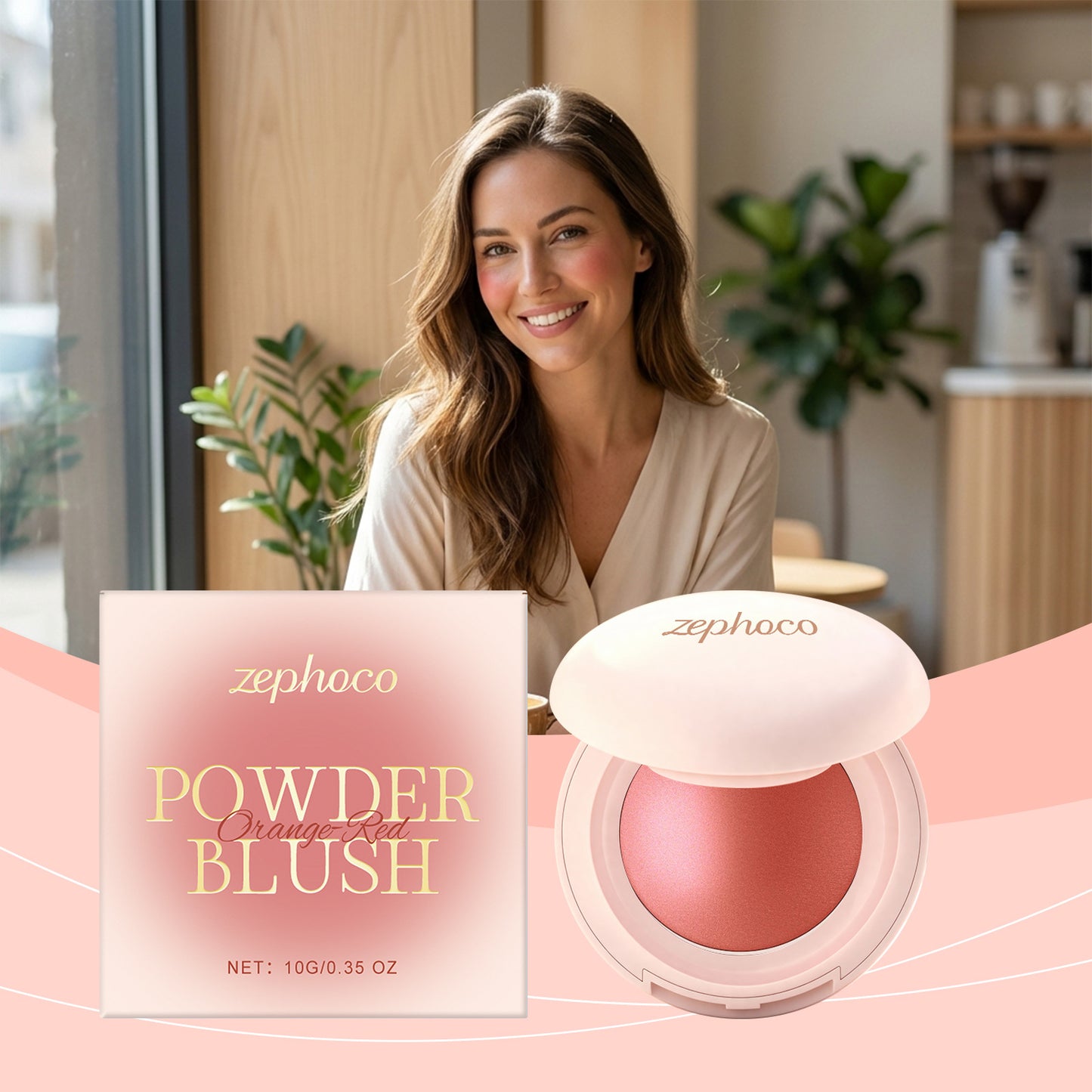 Zephoco Soft Luminous Powder Blush – Lightweight, Blendable Cheek Color