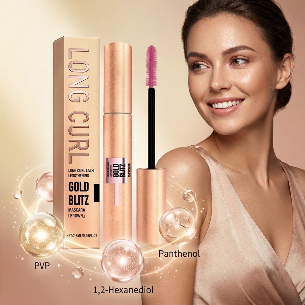 Zephoco Gold Blitz Lightweight Mascara – Buildable Lash Definition & Shimmer Finish