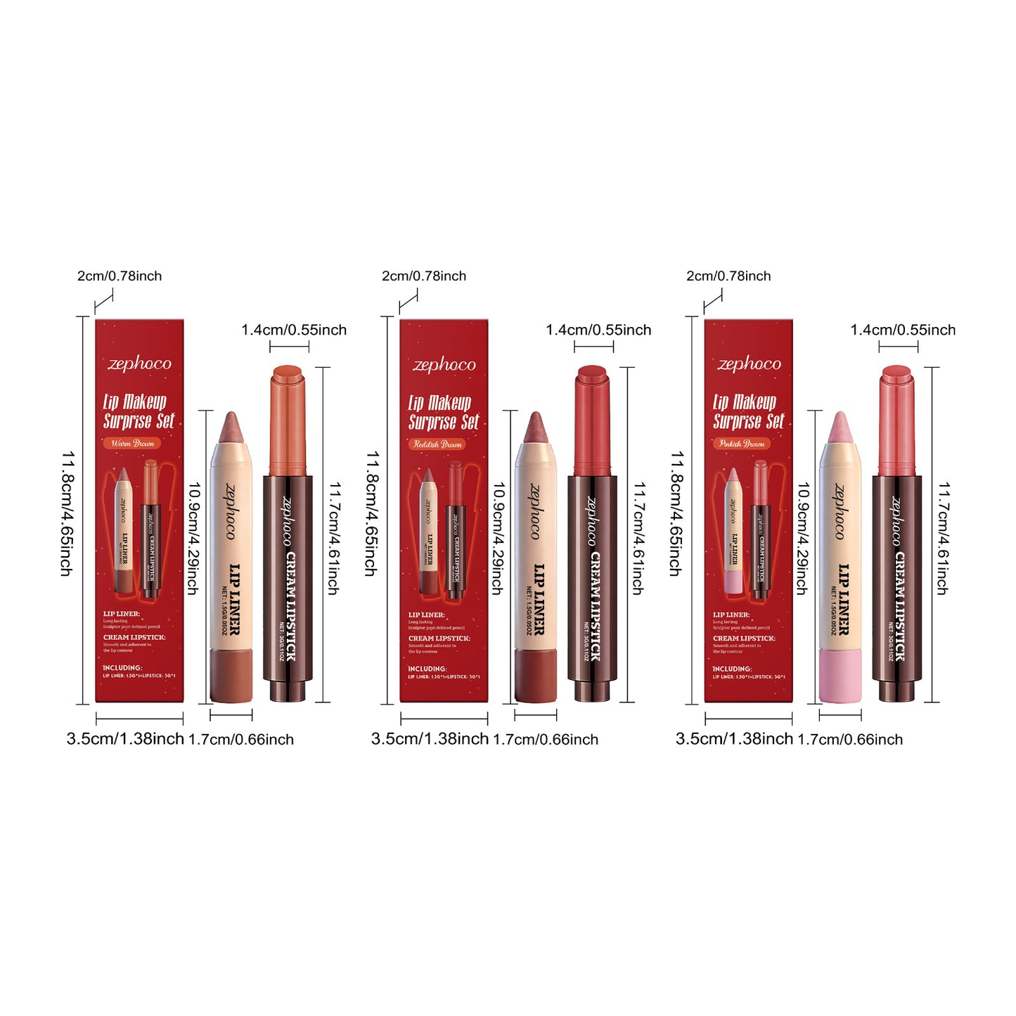 Zephoco Lip Makeup Surprise Set – Cream Lipstick & Lip Liner Duo