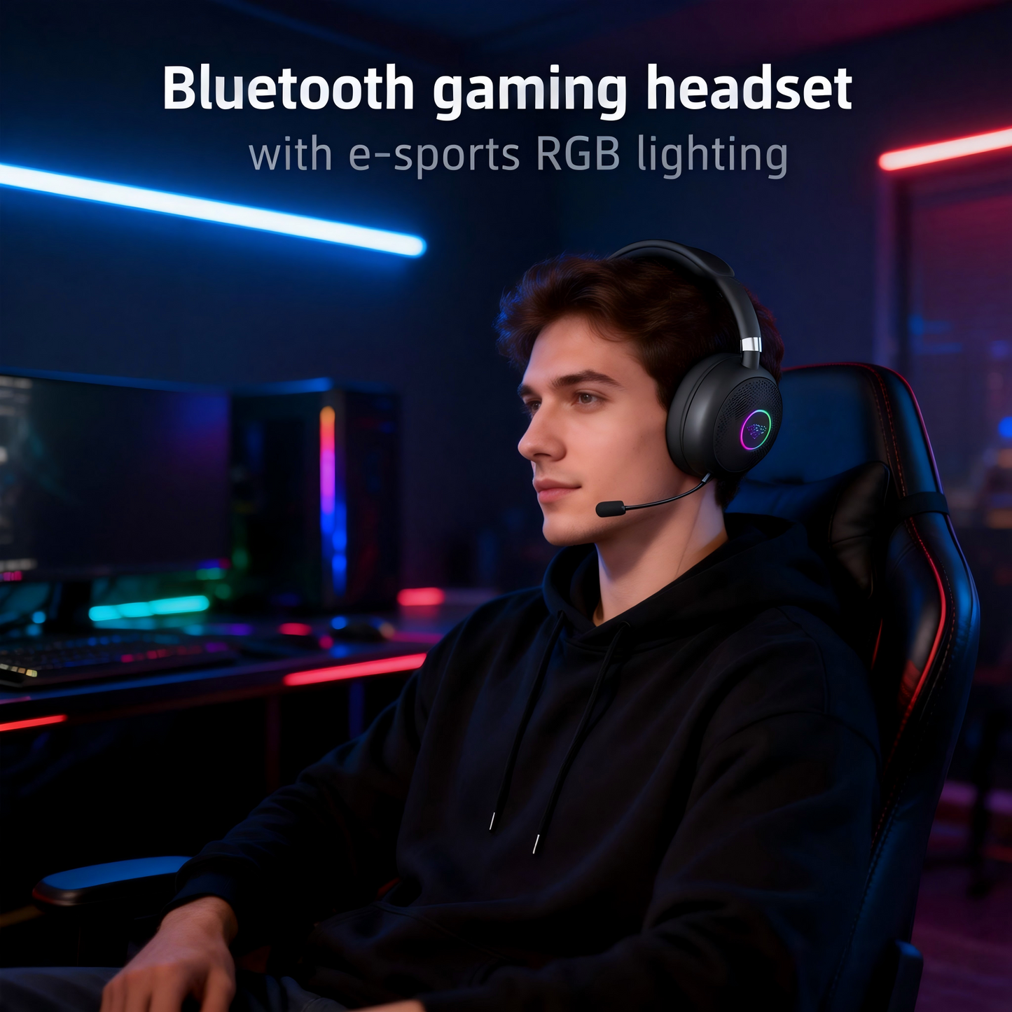 Casque de jeu sans fil LK51 avec éclairage RGB – Casque Bluetooth supra-auriculaire