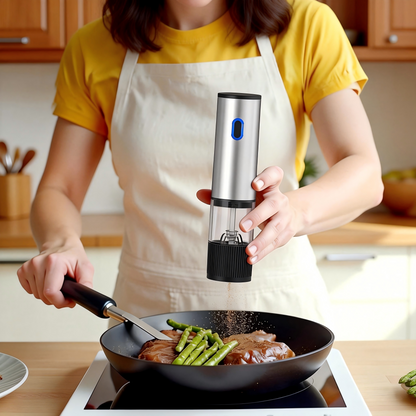 Electric Pepper Grinder – Rechargeable Stainless Steel Salt & Spice Mill with Adjustable Coarseness