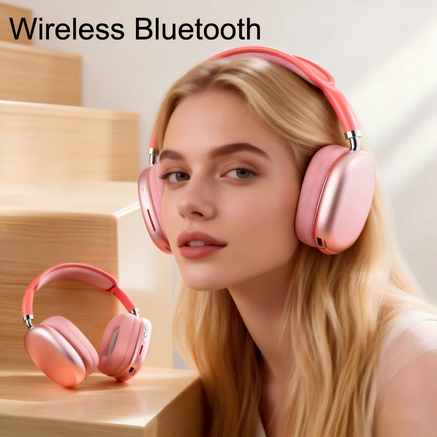 Auriculares inalámbricos Bluetooth supraaurales: graves profundos y sonido envolvente de 360° (compatibles con Apple P9)