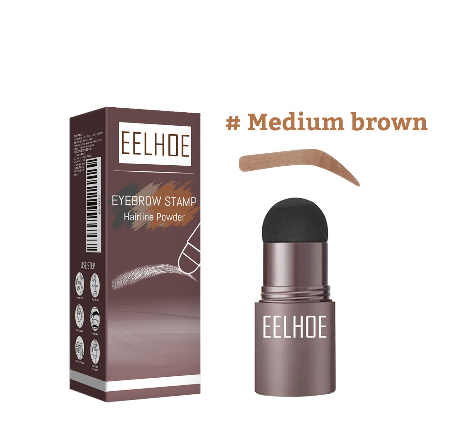 Kit de sellos para cejas EELHOE Lazy Brow (caja negra) | Polvos para cejas resistentes al agua y relleno para la línea del cabello