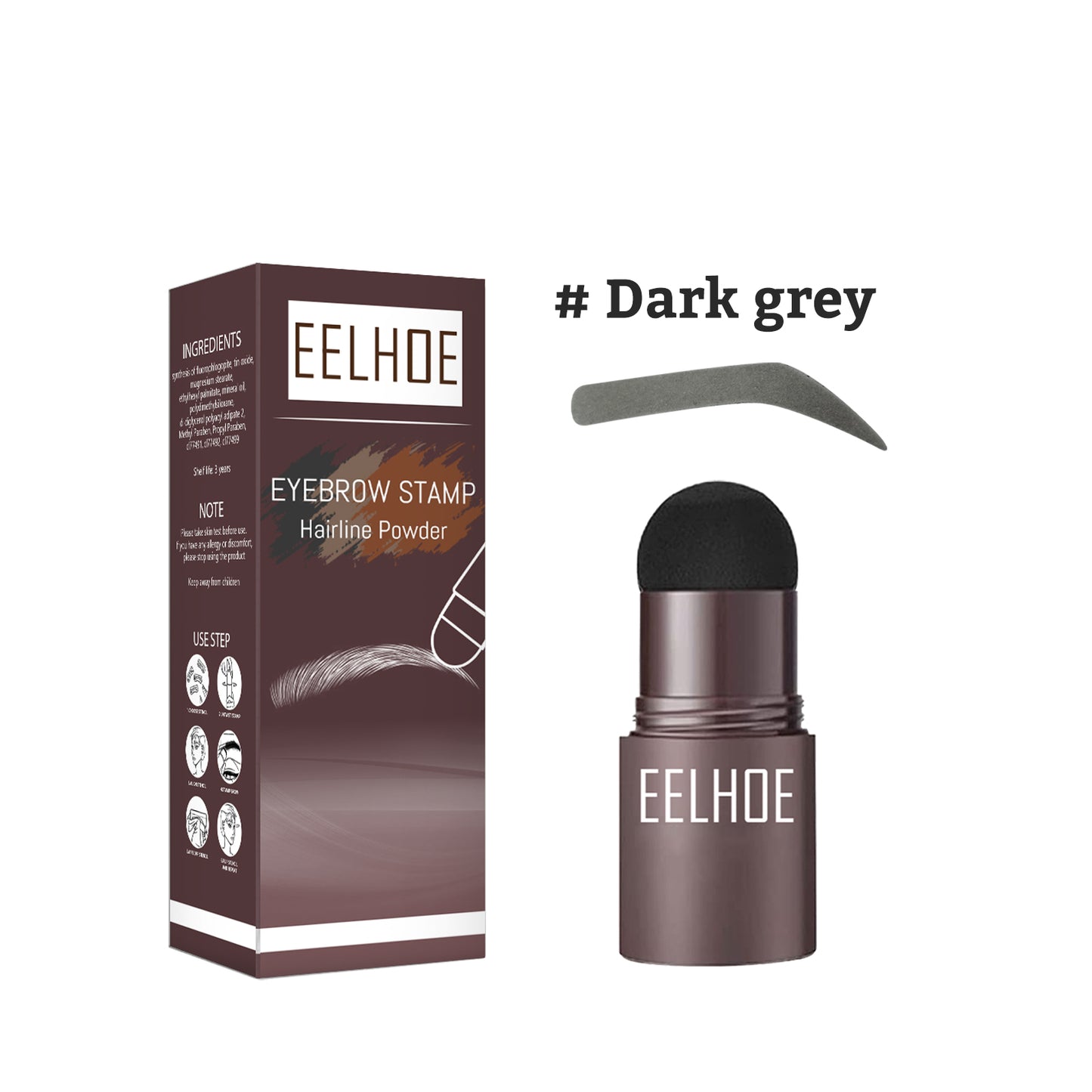 Kit de sellos para cejas EELHOE Lazy Brow (caja negra) | Polvos para cejas resistentes al agua y relleno para la línea del cabello