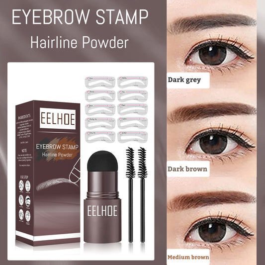Kit de sellos para cejas EELHOE Lazy Brow (caja negra) | Polvos para cejas resistentes al agua y relleno para la línea del cabello
