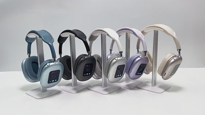 Casque Bluetooth sans fil supra-auriculaire AKZ MAX600 – Écran LED RVB, basses profondes et appels clairs